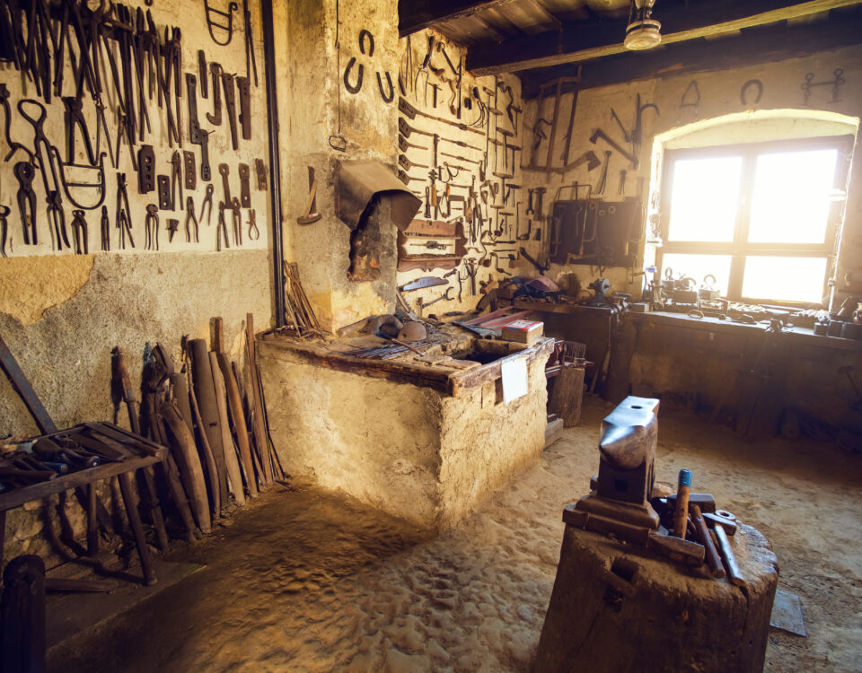 Traditional smithy workshop interior