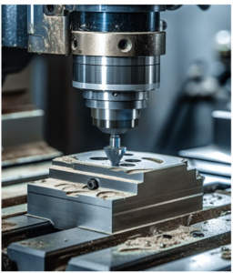 up-close of a cnc machine during a precision process