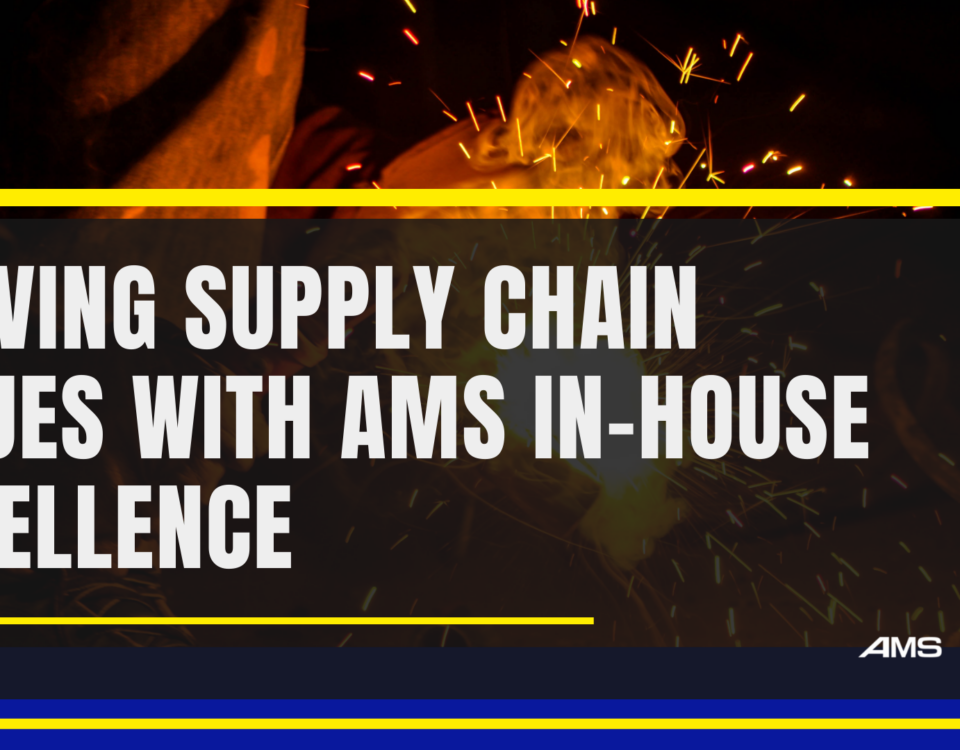 AMS banner showcasing solutions to supply chain issues with in-house manufacturing excellence.