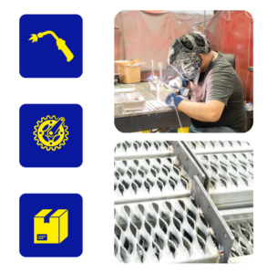 Skilled Technician Performing Precision Welding at AMS - Accurate Metal Stamping Skilled technician performing precision welding services at AMS