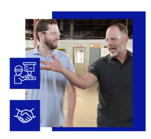 Accurate Metal Stamping Team Collaboration with Valley Dynamo - Accurate Metal Stamping Accurate Metal Stamping team discussing custom metal fabrication project