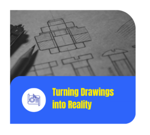 Turning Drawings into Reality - Accurate Metal Stamping A close-up of technical drawings and design plans, representing the process of turning product concepts into manufactured parts.