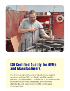 img10 - Accurate Metal Stamping AMS welder working on a metal frame for OEM fabrication with ISO certified quality standards.
